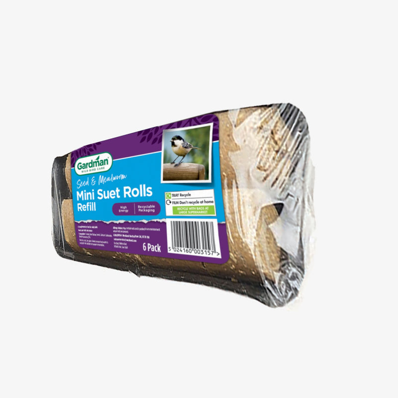 Gardman Seed & Mealworm Mini Suet Rolls Refill 6 pack