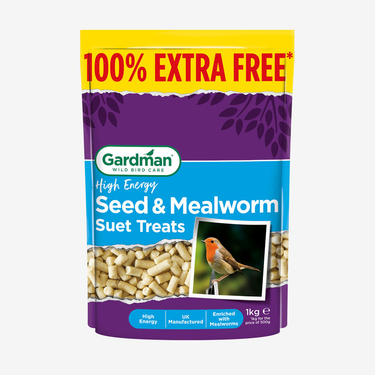 Gardman Seed and Mealworm Suet Treats 500g + 100% Extra Free