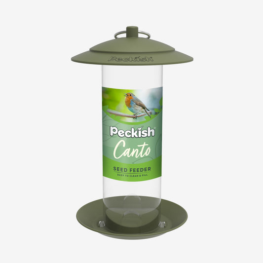 Peckish Canto seed feeder on a white background