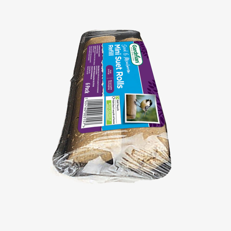 Gardman Seed & Mealworm Mini Suet Rolls Refill 6 pack