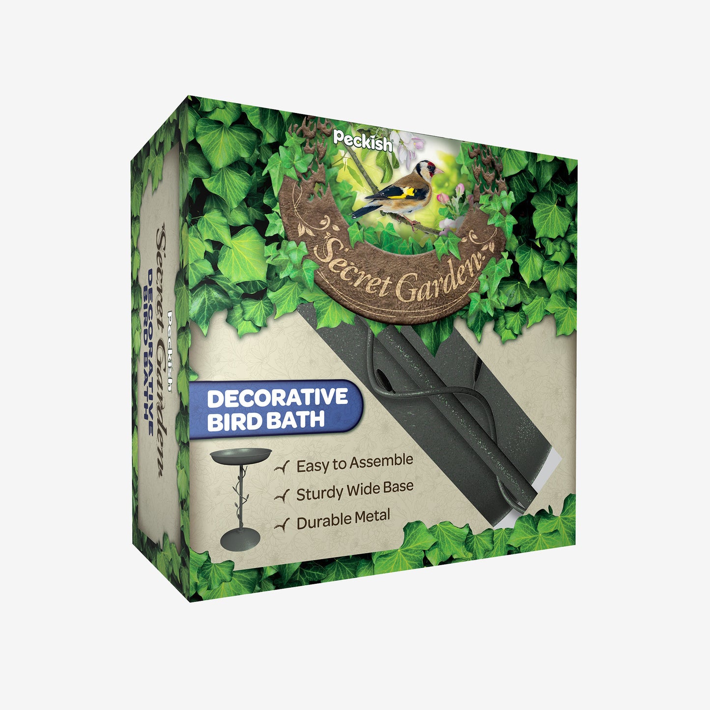 Peckish Secret Garden Bird Bath in packaging box