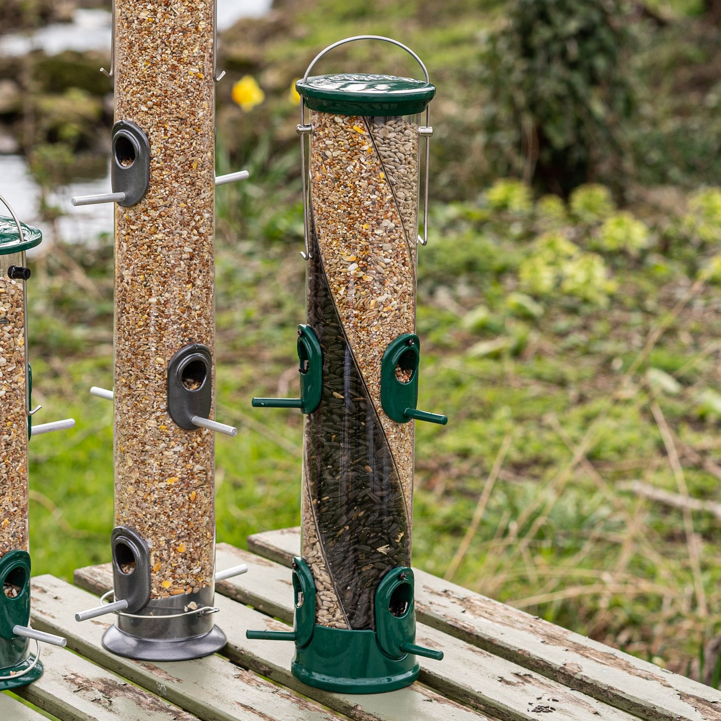 3 seed twist feeder with seed mix in