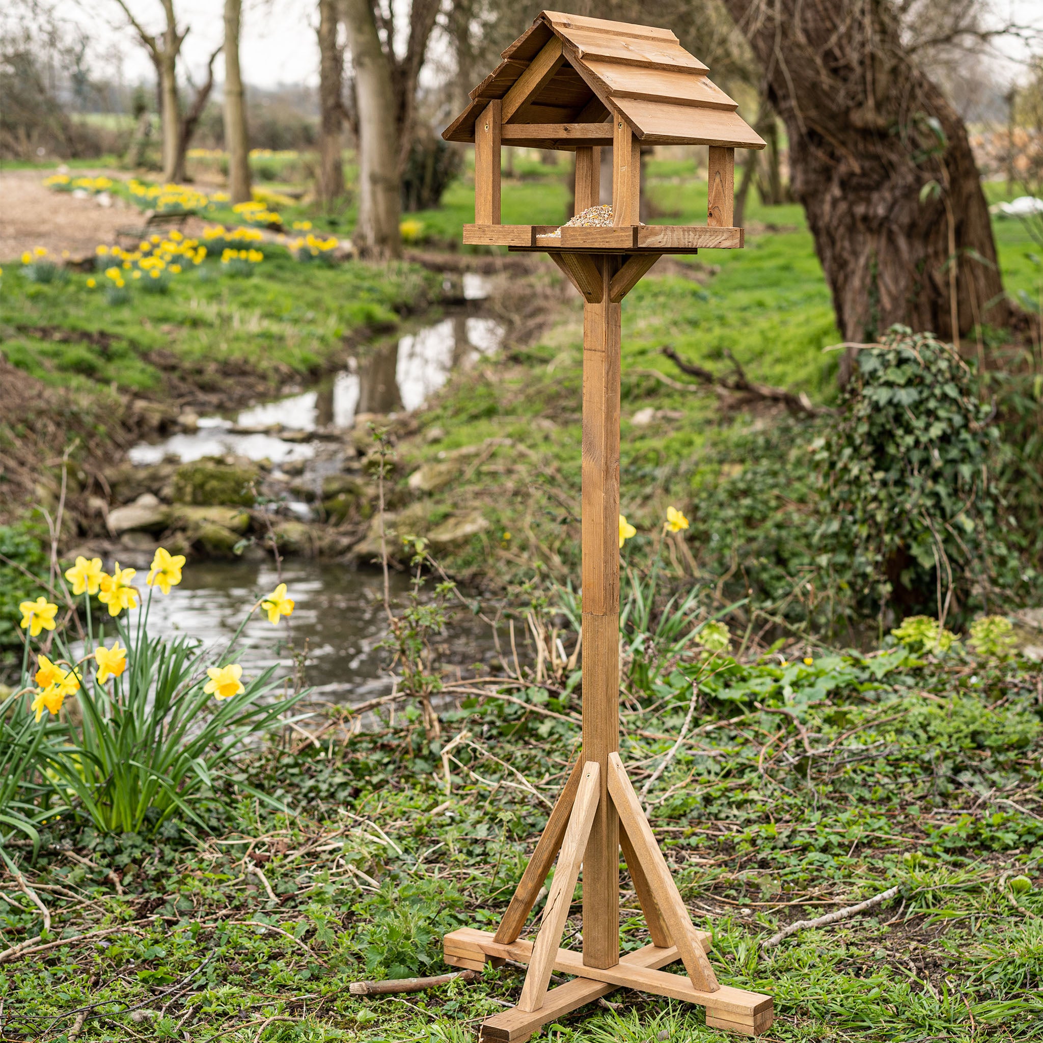 Mangeoire à Oiseaux Gardman 28 Cm - Couvercle Rabattable, Grande Capacité, Plastique Durable